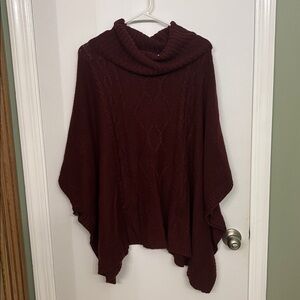 SO Casuals Maroon Knit Poncho